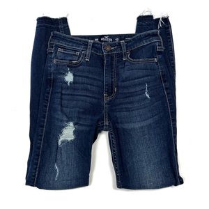 Hollister High Rise Crop Super Skinny Sz 00R Distressed Raw Hem